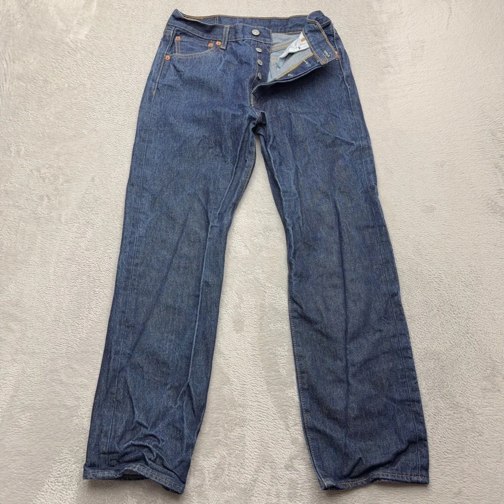 Levis Jeans Mens 31x30 Blue 501 Original Fit Straight Leg Button Fly Denim Pants
